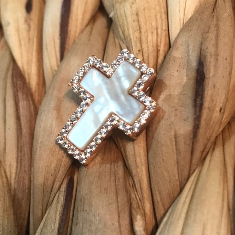 Rose sterling silver pendant - cross